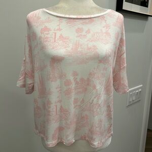 NWT- Honeydew pop toile pink short sleeve intimate top. Size S